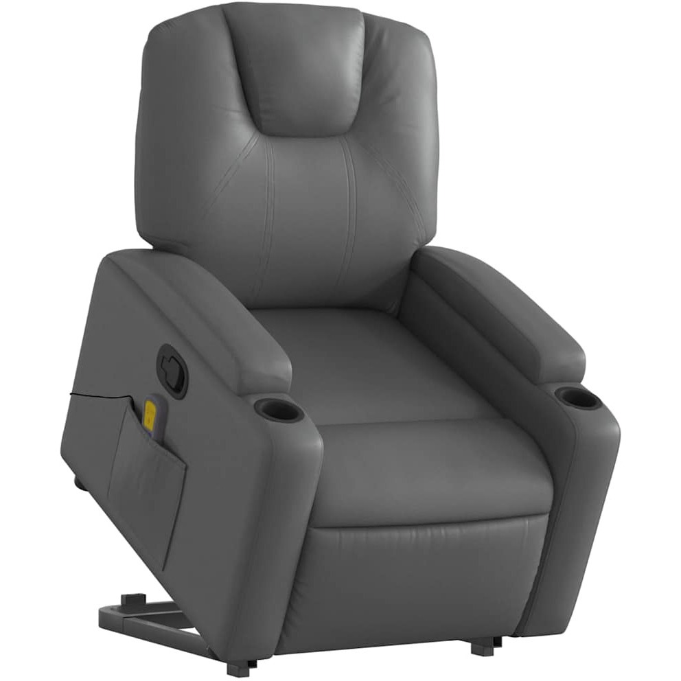 Vidaxl Stand Up Massage Recliner Chair Gray Faux Leather