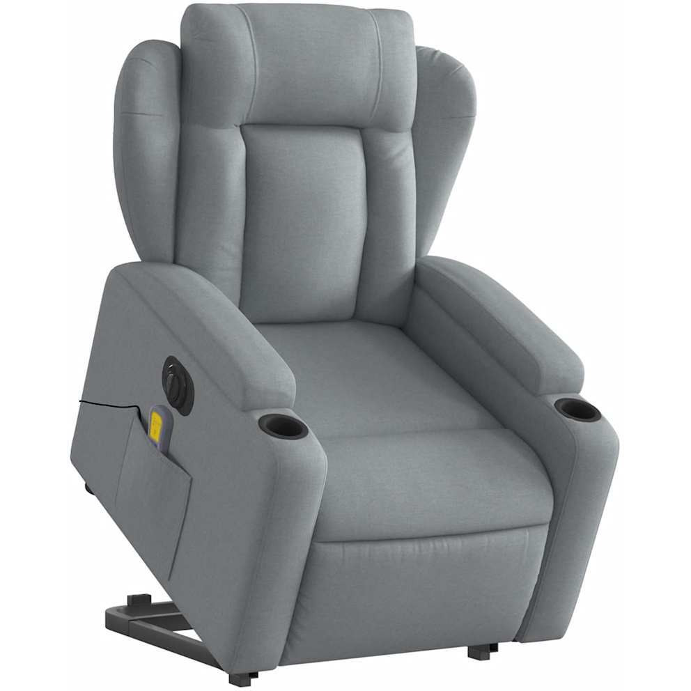 Vidaxl Electric Stand Up Massage Recliner Chair Light Gray Fabric