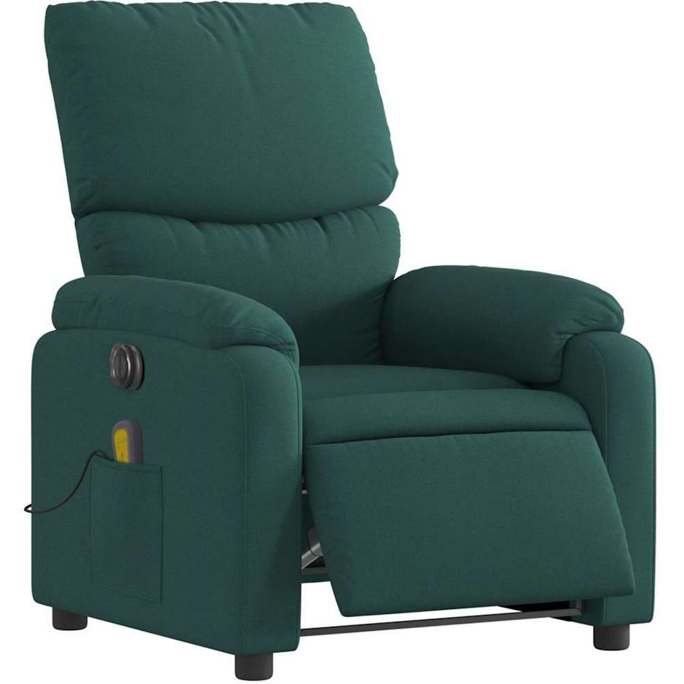 Vidaxl Electric Massage Recliner Chair Dark Green Fabric