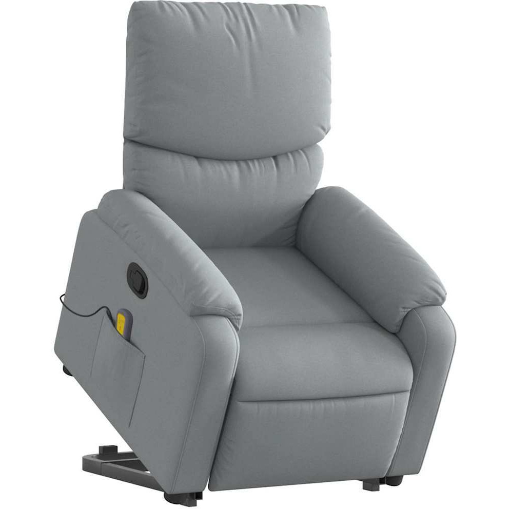 Vidaxl Stand Up Massage Recliner Chair Light Gray Fabric