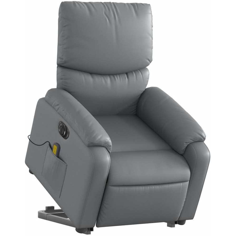 Vidaxl Electric Stand Up Massage Recliner Chair Gray Faux Leather