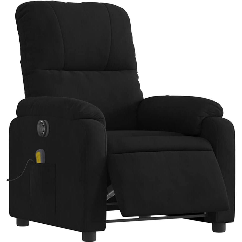 Vidaxl Electric Massage Recliner Chair Black Microfiber Fabric