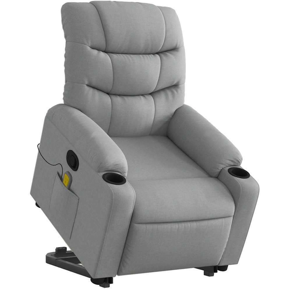 Vidaxl Stand Up Massage Recliner Chair Light Gray Fabric