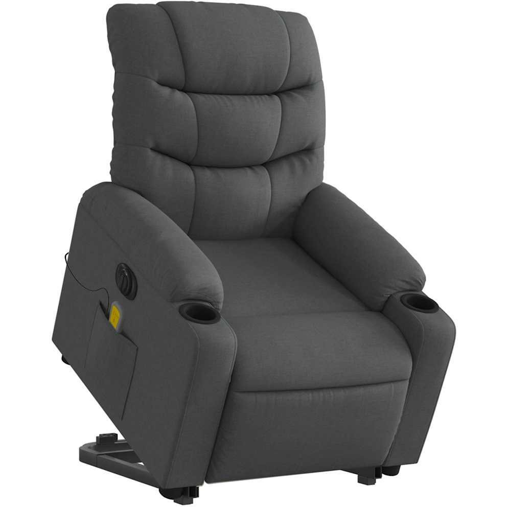 Vidaxl Electric Stand Up Massage Recliner Chair Dark Gray Fabric