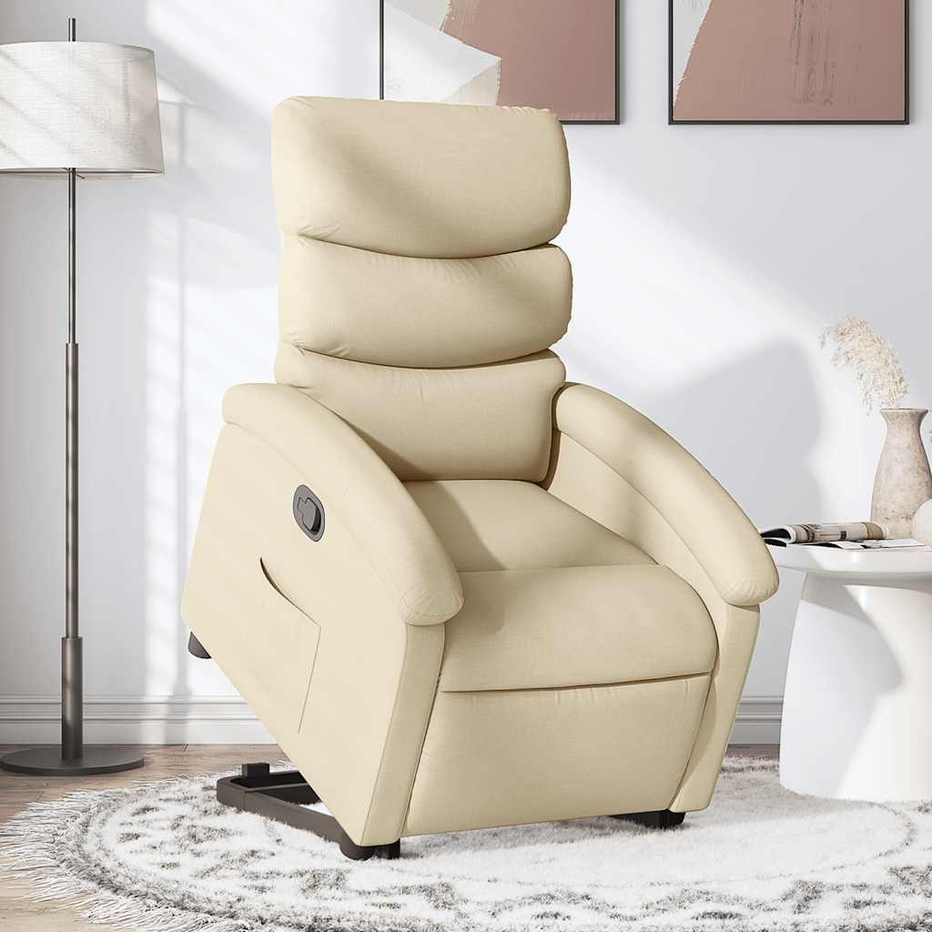 Vidaxl Stand Up Recliner Chair Cream Fabric