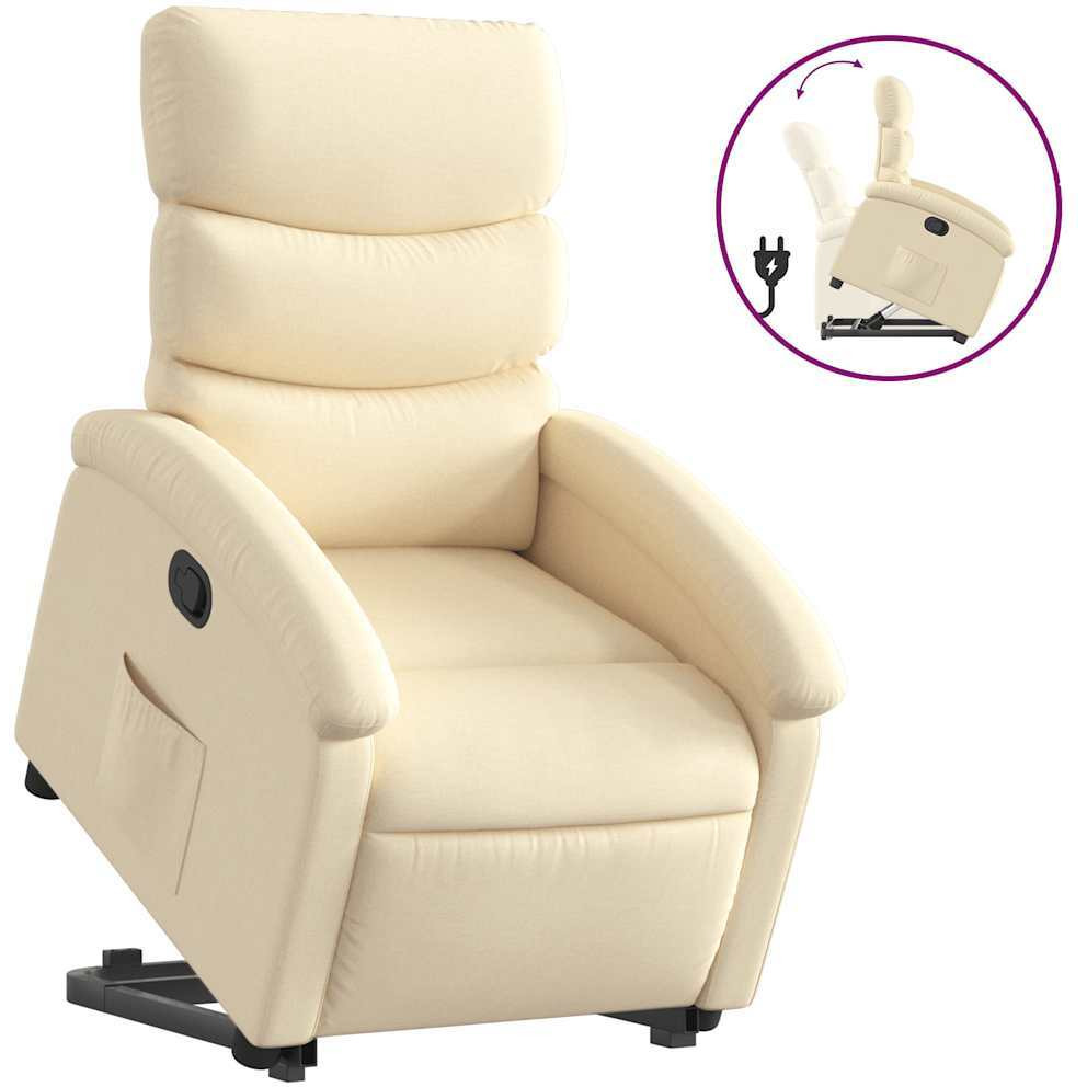 Vidaxl Stand Up Recliner Chair Cream Fabric