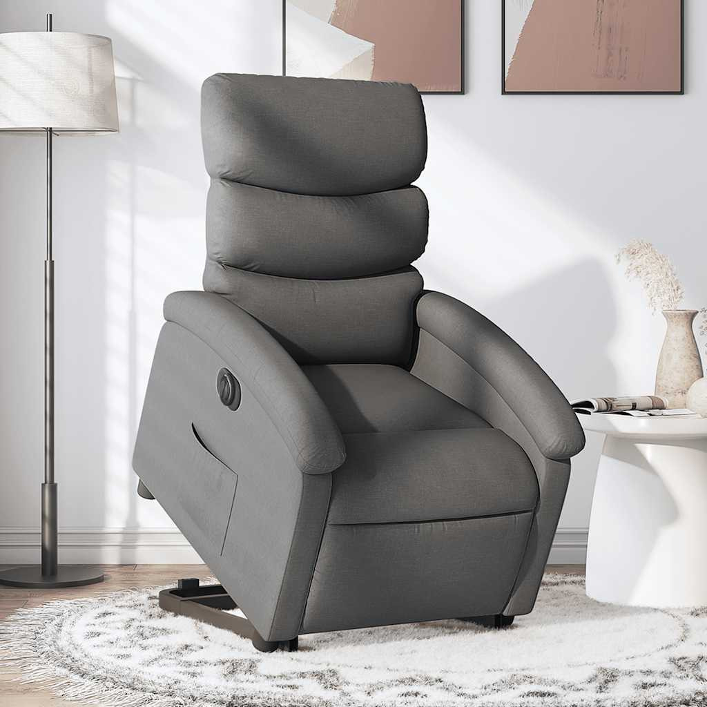 Vidaxl Electric Stand Up Recliner Chair Dark Gray Fabric