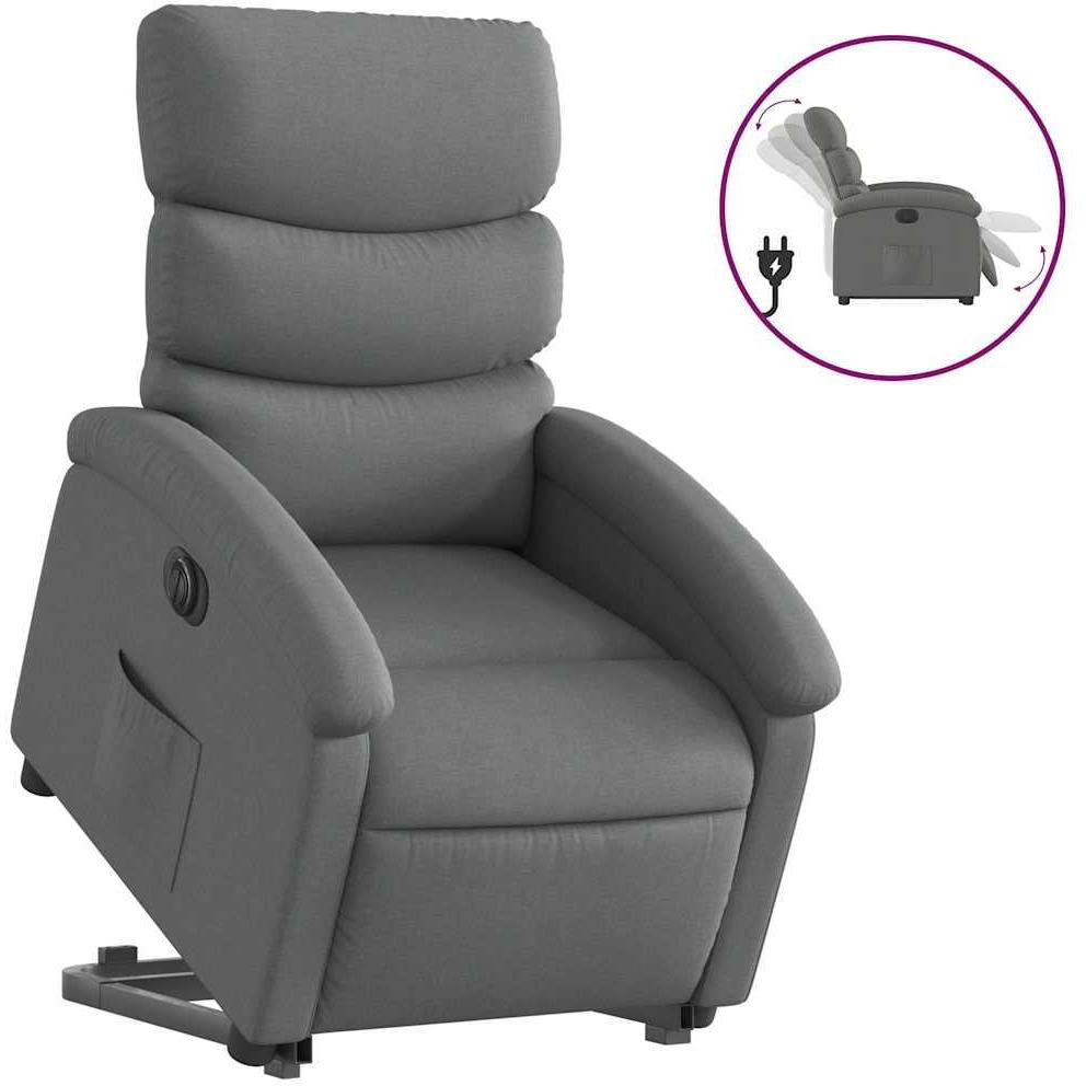 Vidaxl Electric Stand Up Recliner Chair Dark Gray Fabric