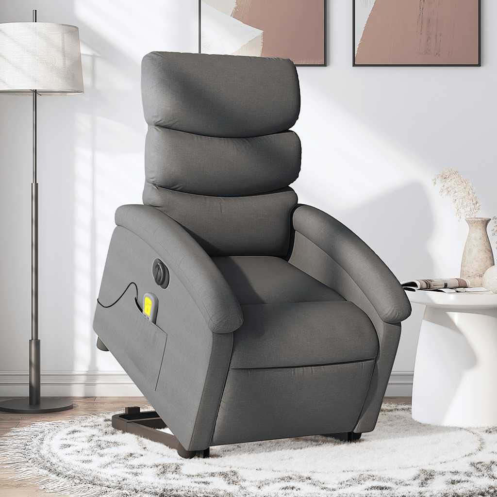 Vidaxl Electric Stand Up Massage Recliner Chair Dark Gray Fabric