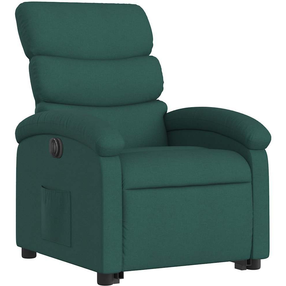 Vidaxl Electric Stand Up Massage Recliner Chair Dark Green Fabric