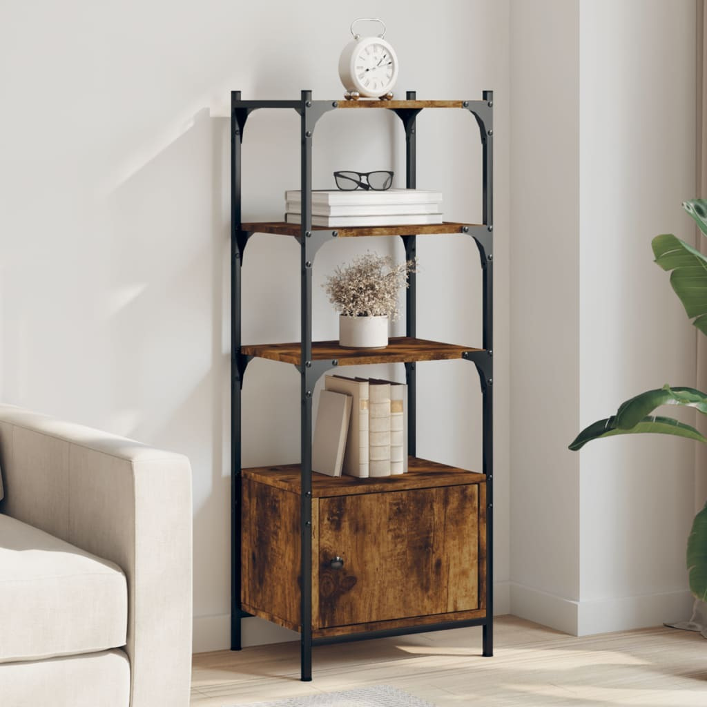 Vidaxl Bookcase 3-Tier Smoked Oak 16.1"&quotX11.8"&quotX43.1"" Engineered Wood