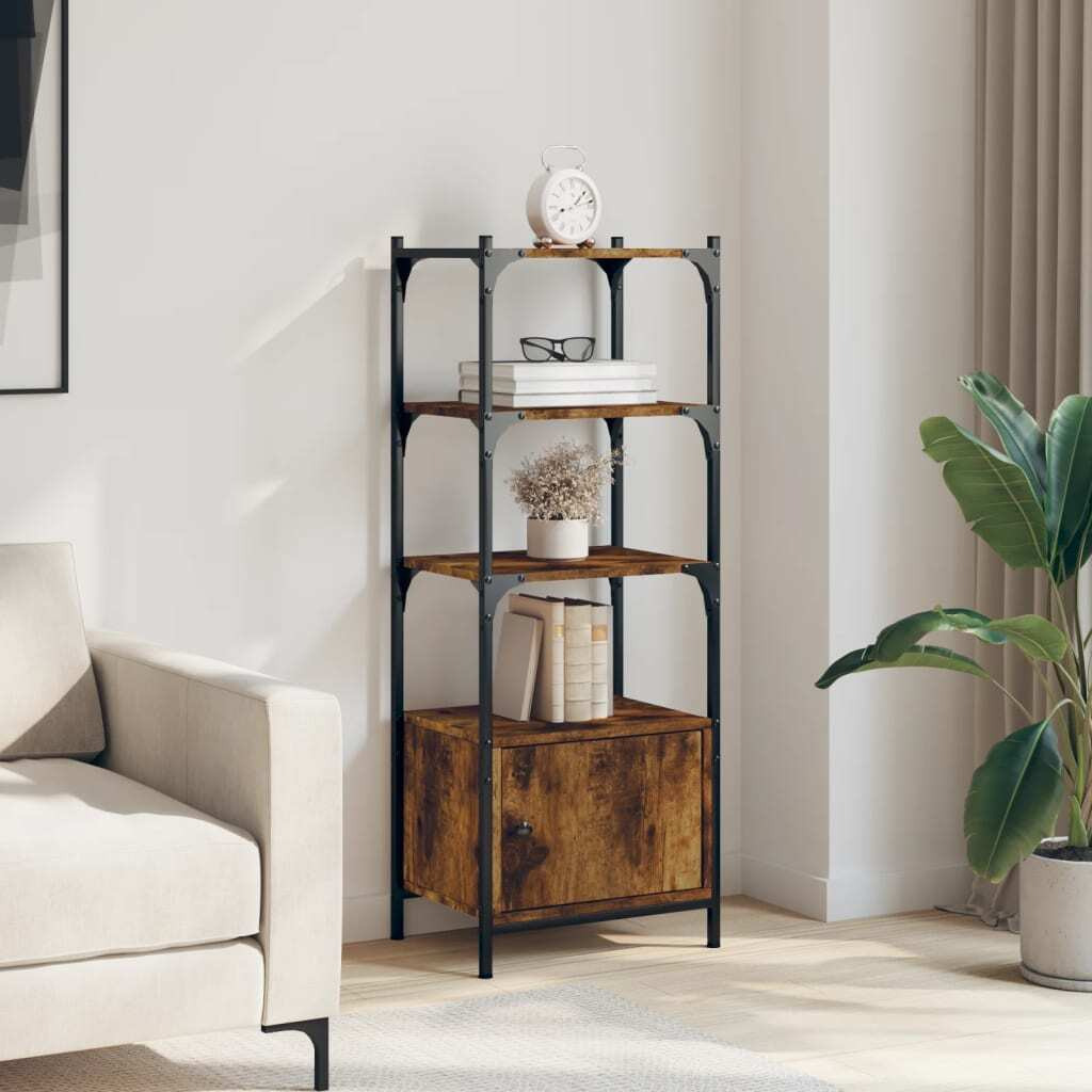 Vidaxl Bookcase 3-Tier Smoked Oak 16.1"&quotX11.8"&quotX43.1"" Engineered Wood