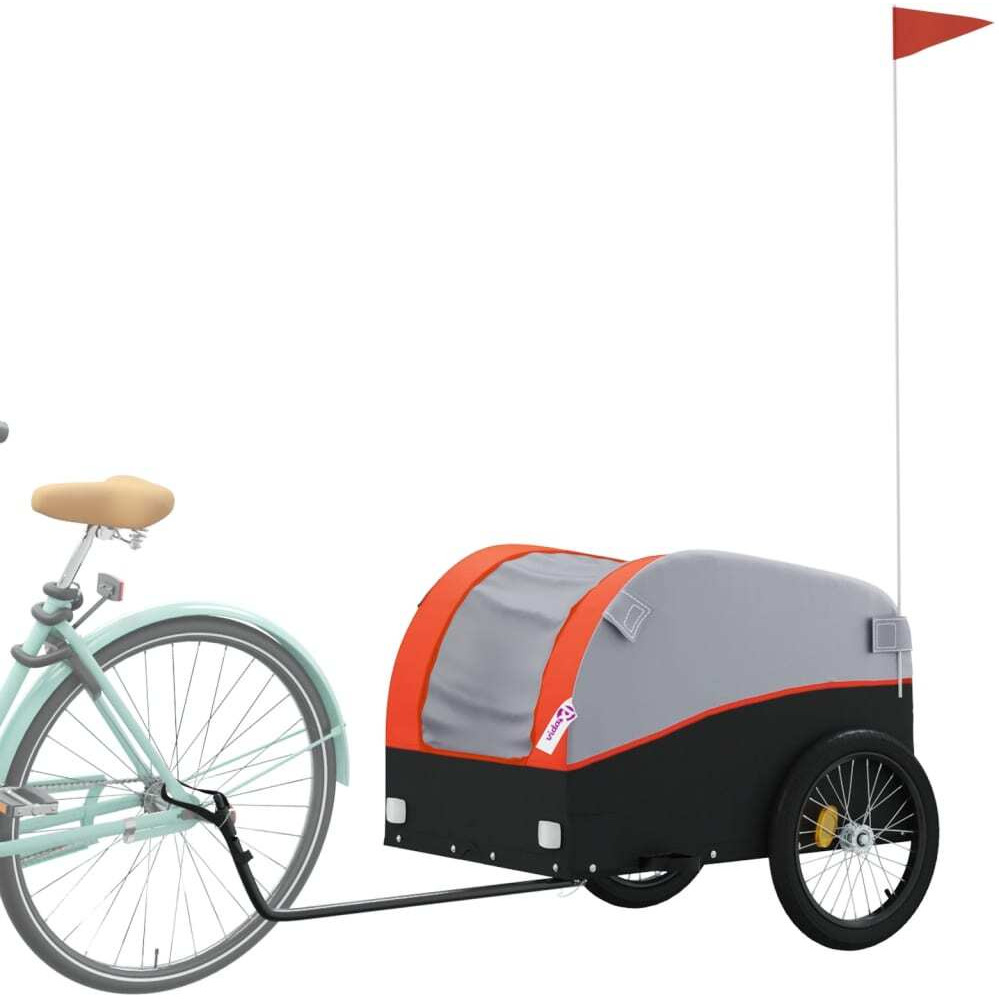 Vidaxl Bike Trailer Black And Orange 99.2 Lb Iron