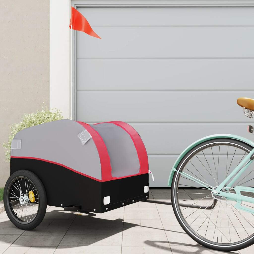 Vidaxl Bike Trailer Black And Red 99.2 Lb Iron
