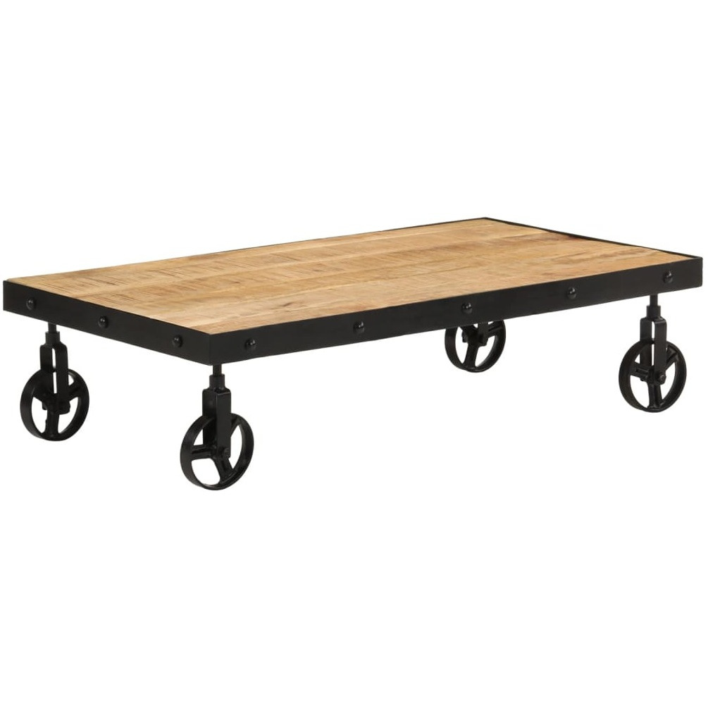 Vidaxl Coffee Table With Wheels Solid Mango Wood 39.4"&quotX21.7"&quotX10.2""