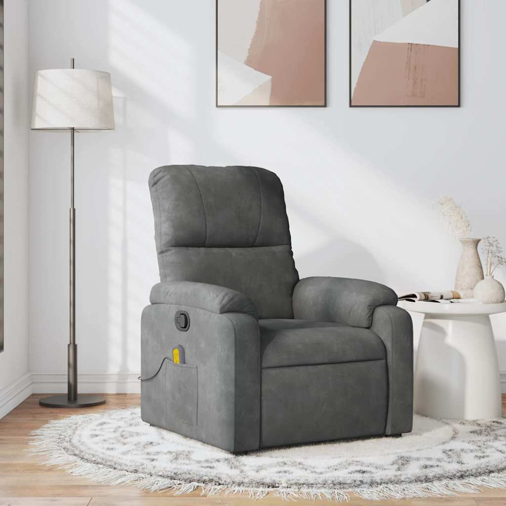 Vidaxl Massage Recliner Chair Dark Gray Microfiber Fabric