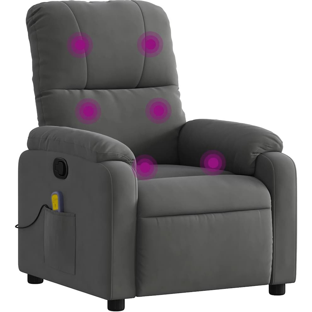 Vidaxl Massage Recliner Chair Dark Gray Microfiber Fabric