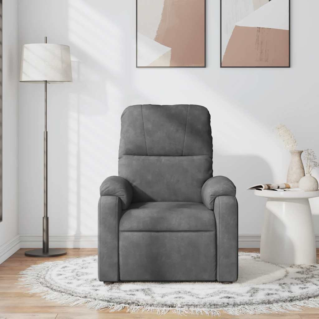 Vidaxl Massage Recliner Chair Dark Gray Microfiber Fabric