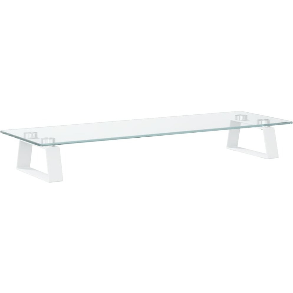 Vidaxl Monitor Stand White 23.6"&quotX7.9"&quotX3.1"" Tempered Glass And Metal