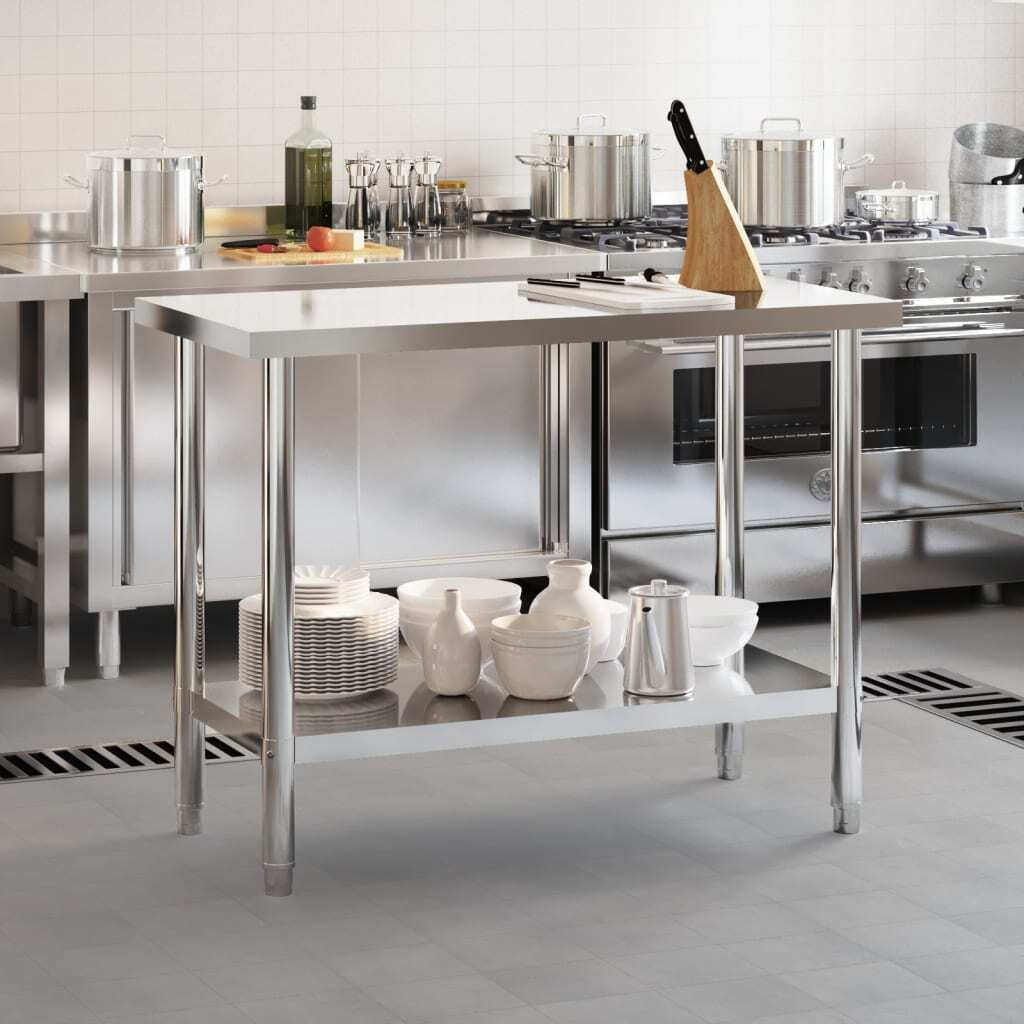 Vidaxl Kitchen Work Table 43.3"&quotX21.7"&quotX33.5"" Stainless Steel