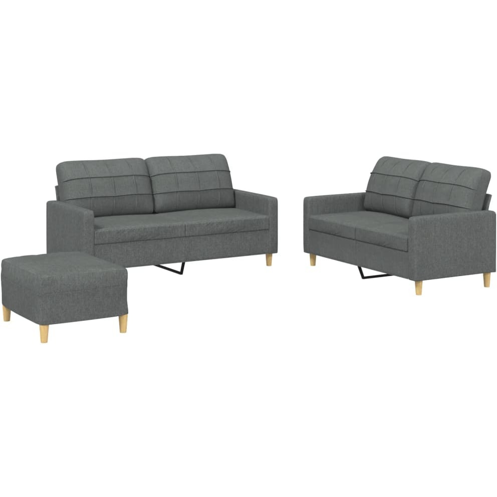 Vidaxl 3 Piece Sofa Set With Cushions Dark Gray Fabric
