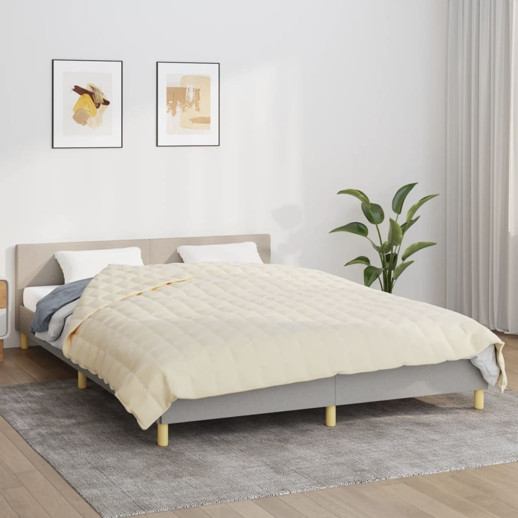 Vidaxl Weighted Blanket Light Cream 86.6"&quotX94.5"" 33.1 Lb Fabric