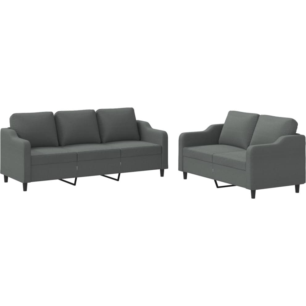Vidaxl 2 Piece Sofa Set With Cushions Dark Gray Fabric