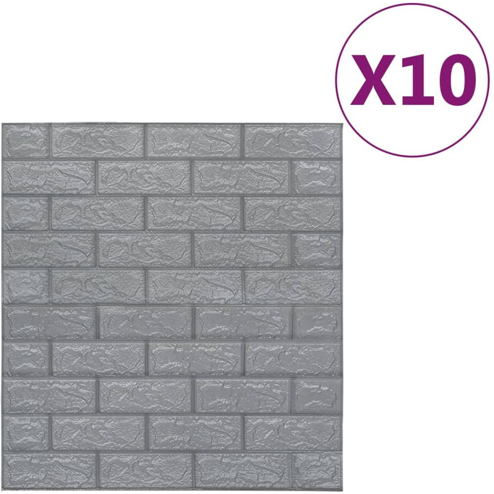 Vidaxl 3D Wallpaper Bricks Self-Adhesive 10 Pcs Anthracite