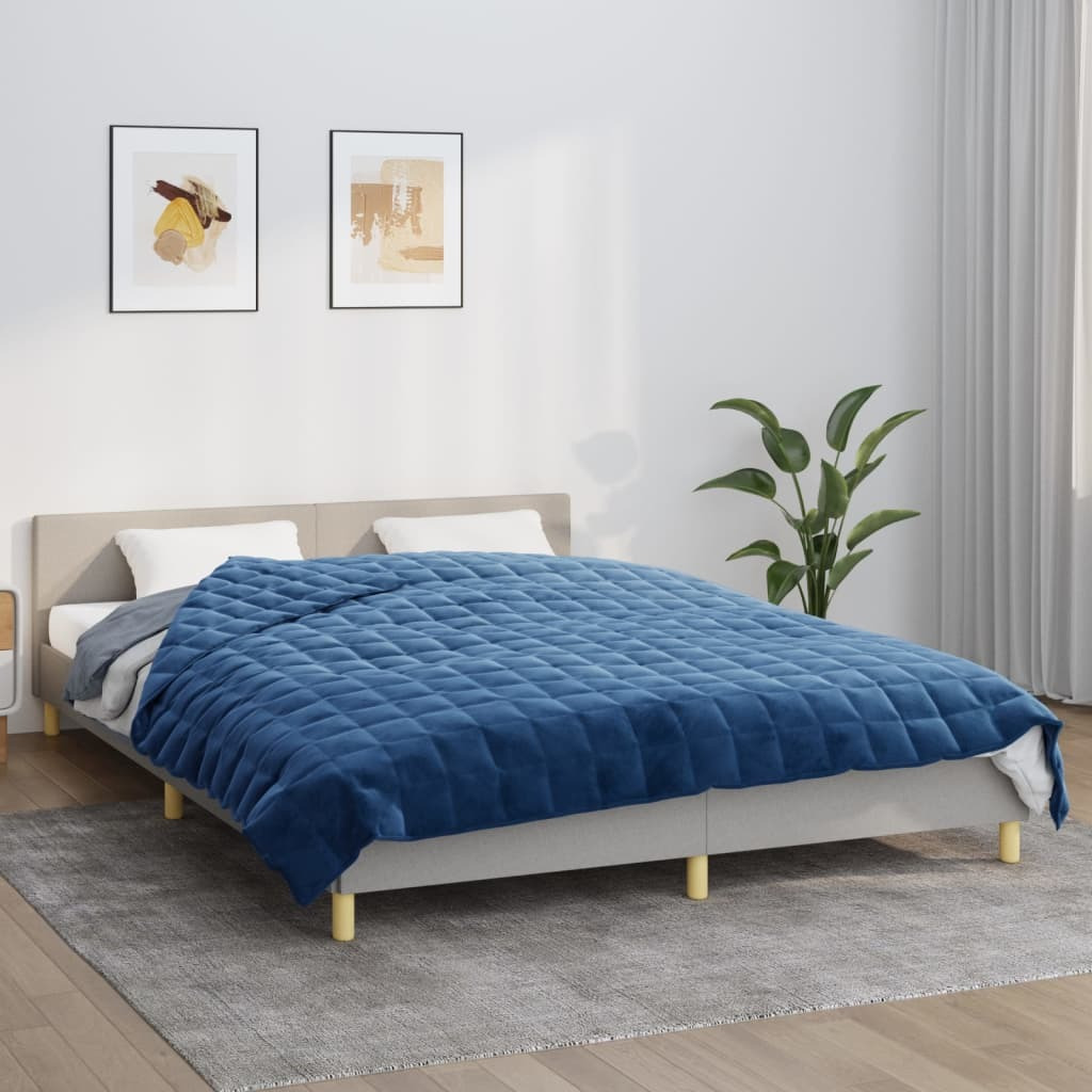 Vidaxl Weighted Blanket Blue 86.6"&quotX90.6"" 24.3 Lb Fabric