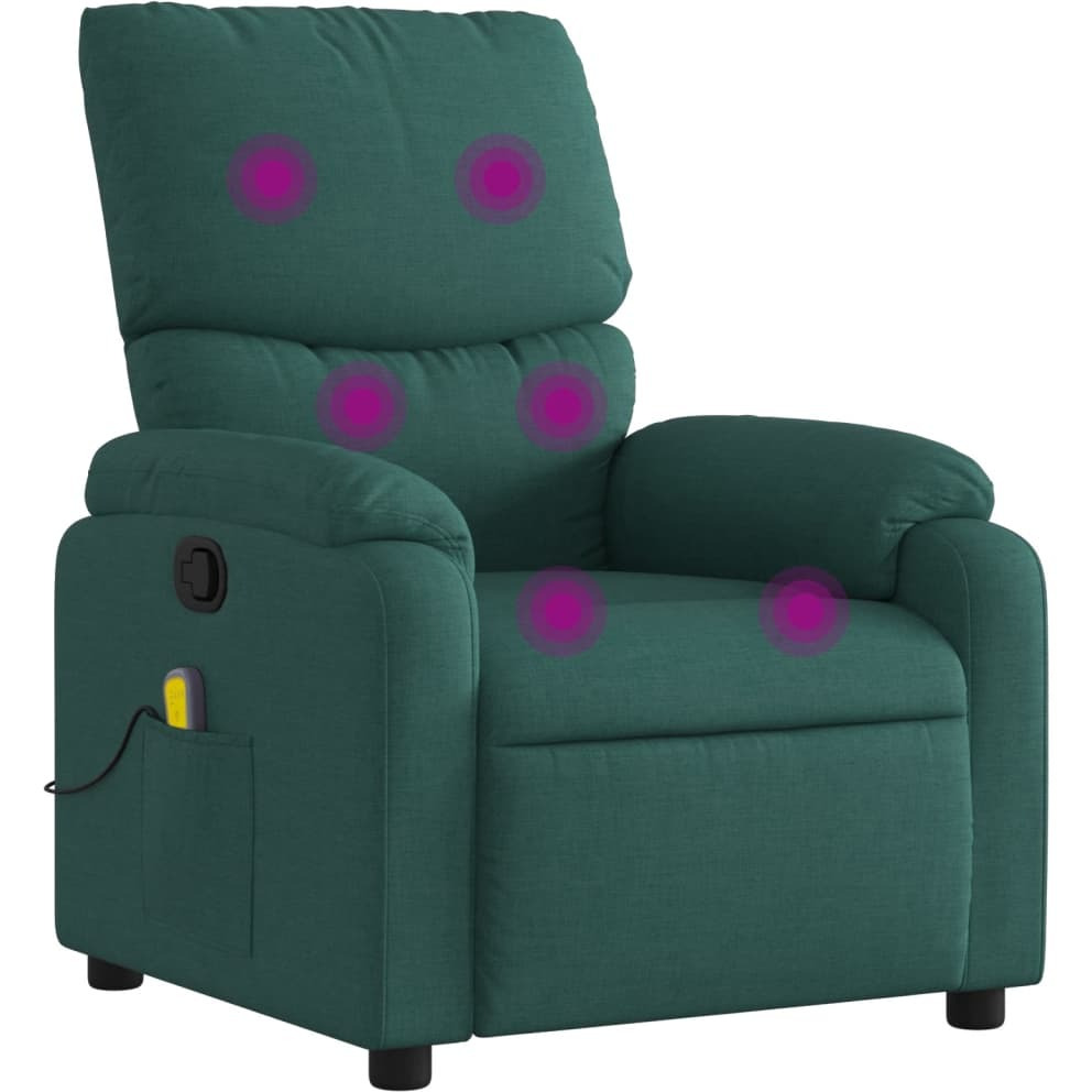 Vidaxl Massage Recliner Chair Dark Green Fabric