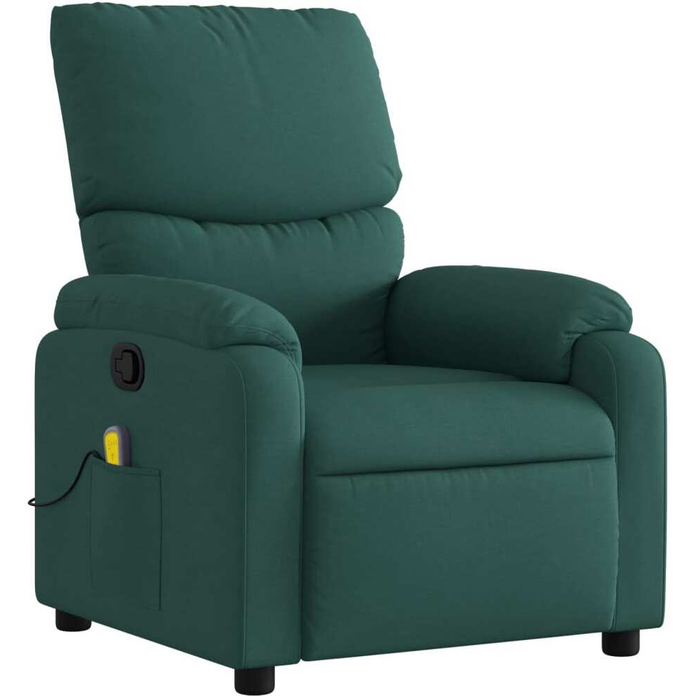 Vidaxl Massage Recliner Chair Dark Green Fabric