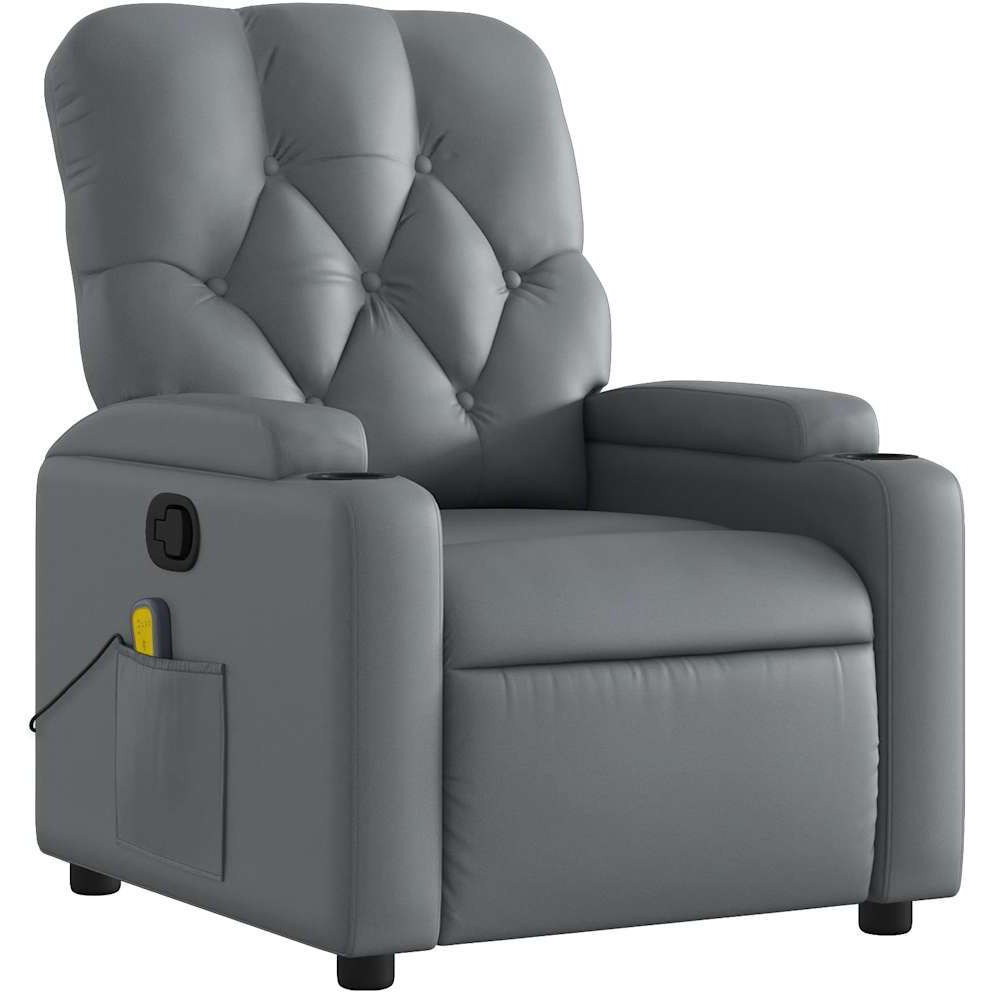 Vidaxl Massage Recliner Chair Gray Faux Leather