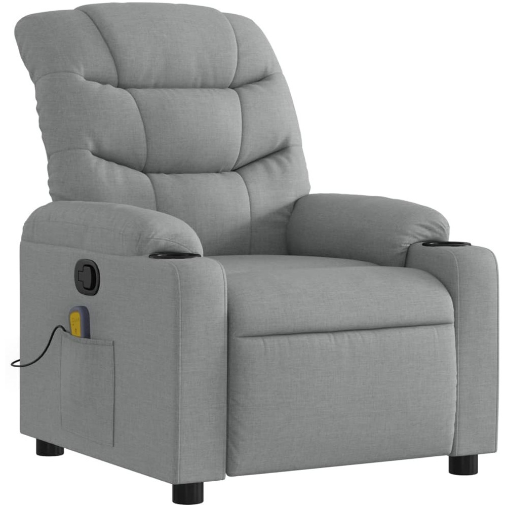 Vidaxl Massage Recliner Chair Light Gray Fabric