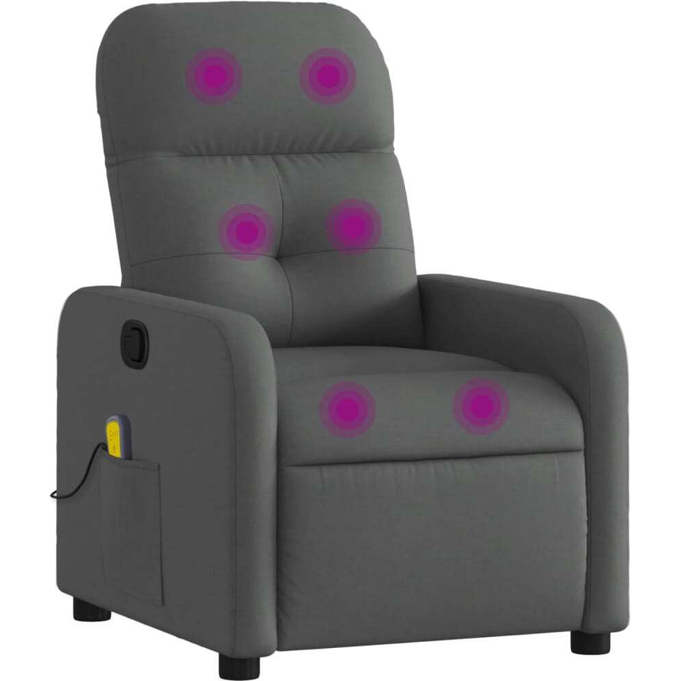 Vidaxl Massage Recliner Chair Dark Gray Fabric