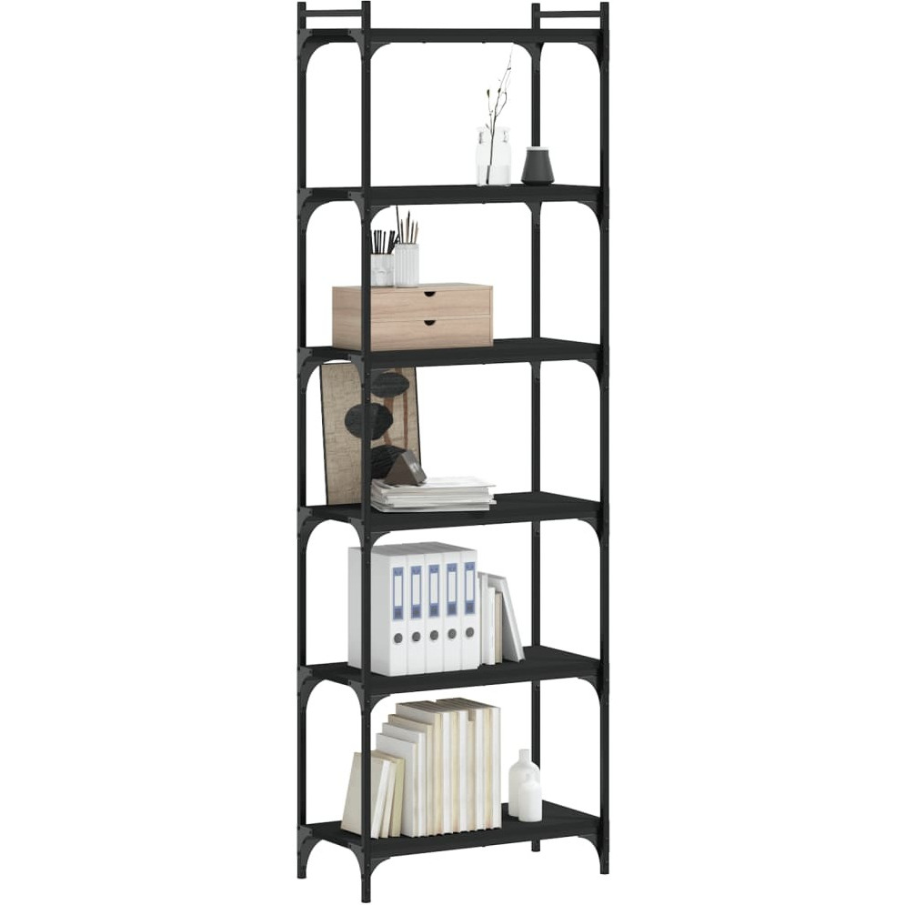 Vidaxl Bookcase 6-Tier Black 23.6"&quotX11.8"&quotX74"" Engineered Wood