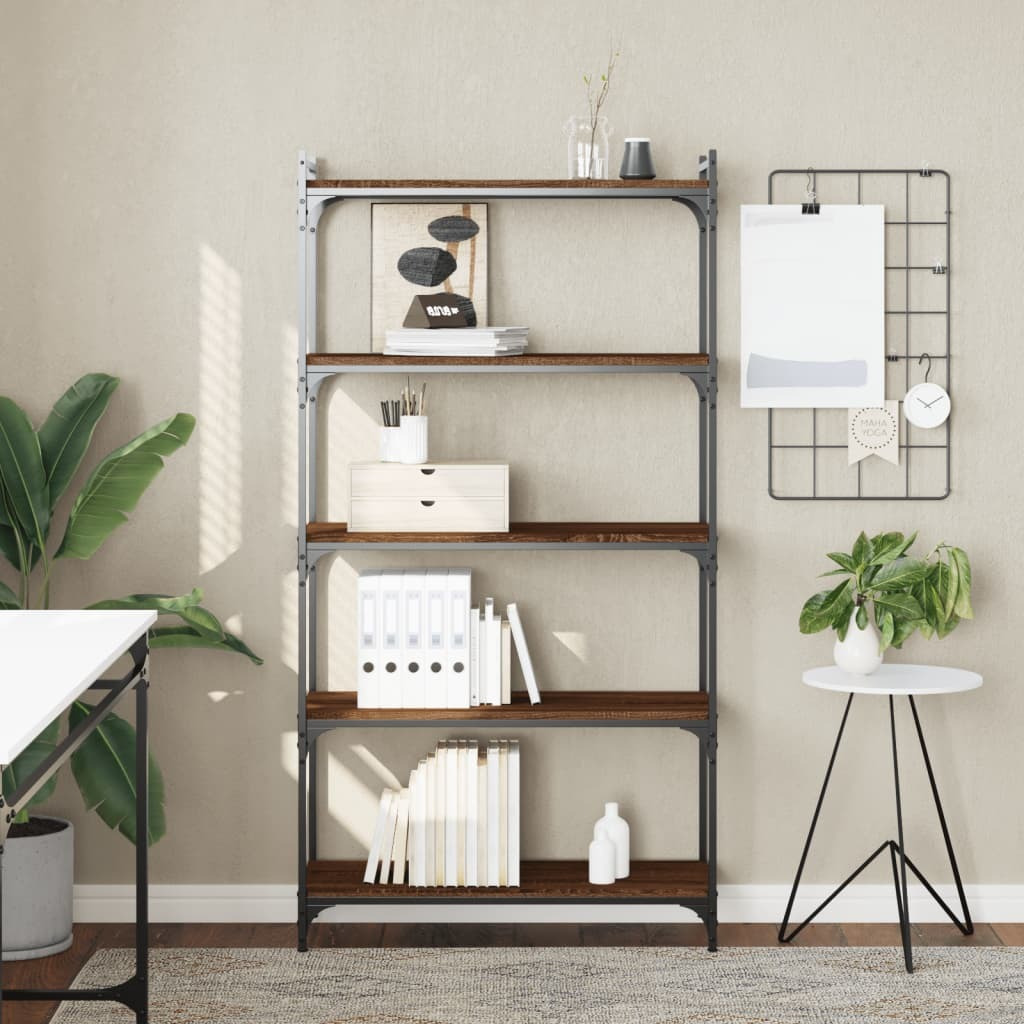 Vidaxl Bookcase 5-Tier Brown Oak 31.5"&quotX11.8"&quotX60.6"" Engineered Wood