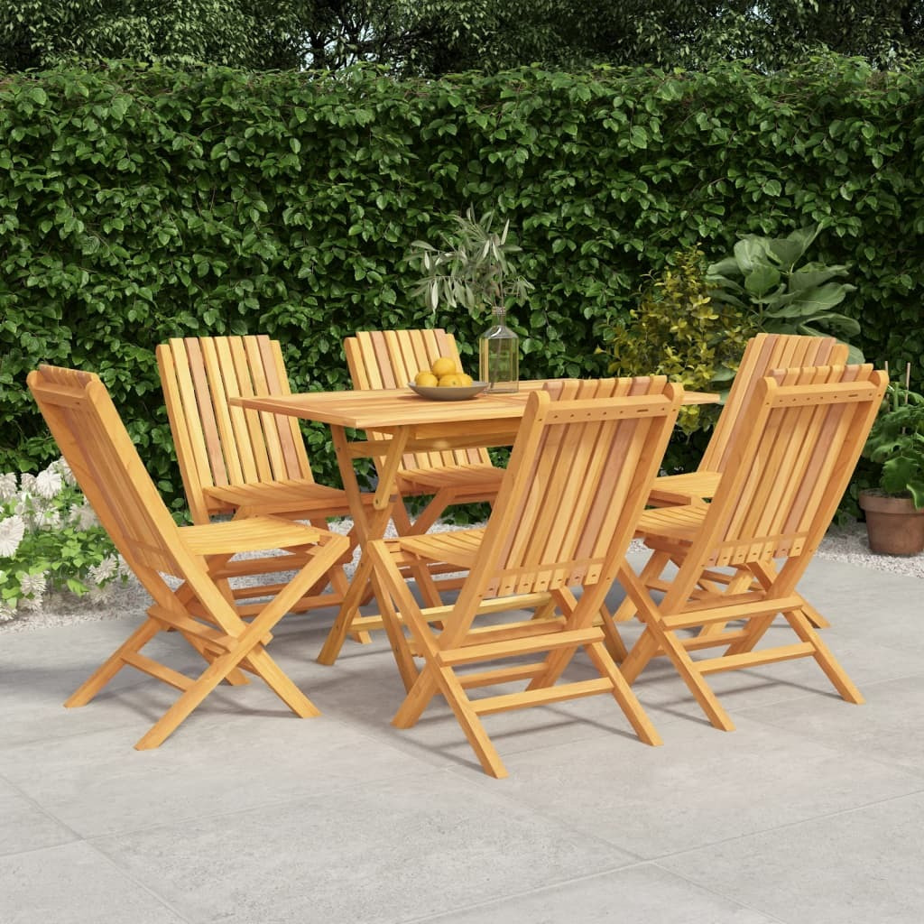 Vidaxl 7 Piece Patio Dining Set Solid Wood Teak
