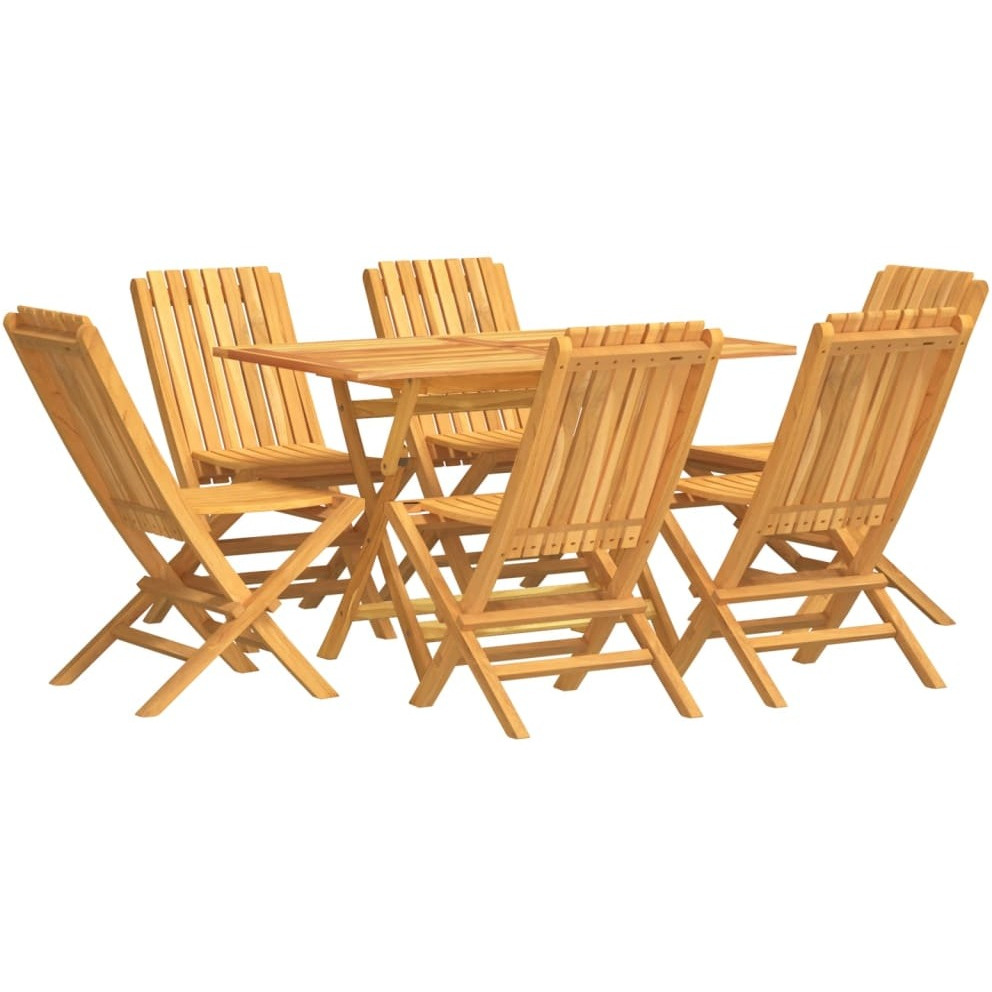 Vidaxl 7 Piece Patio Dining Set Solid Wood Teak