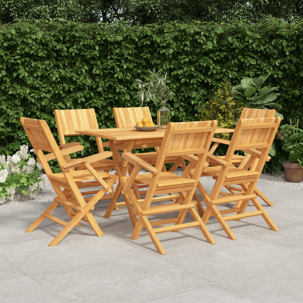 Vidaxl 7 Piece Patio Dining Set Solid Wood Teak