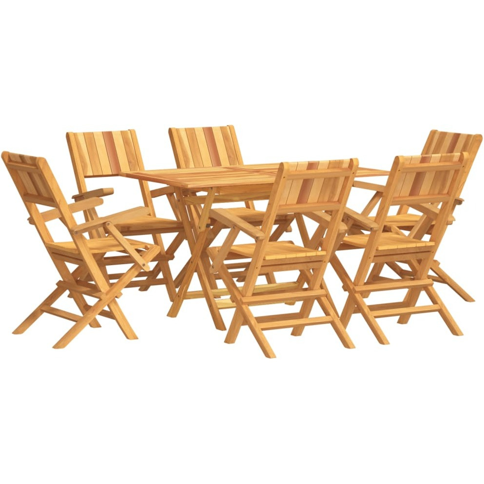 Vidaxl 7 Piece Patio Dining Set Solid Wood Teak