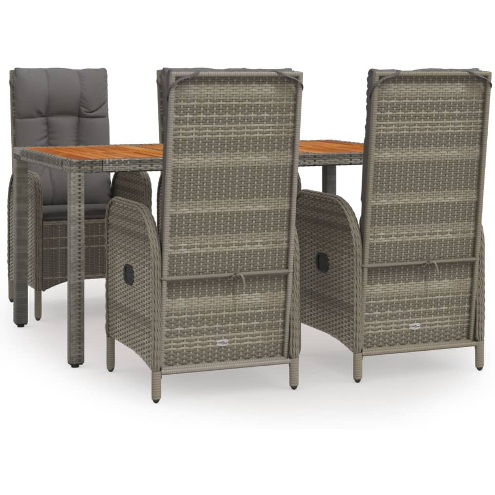 Vidaxl 5 Piece Patio Dining Set With Cushions Gray Poly Rattan