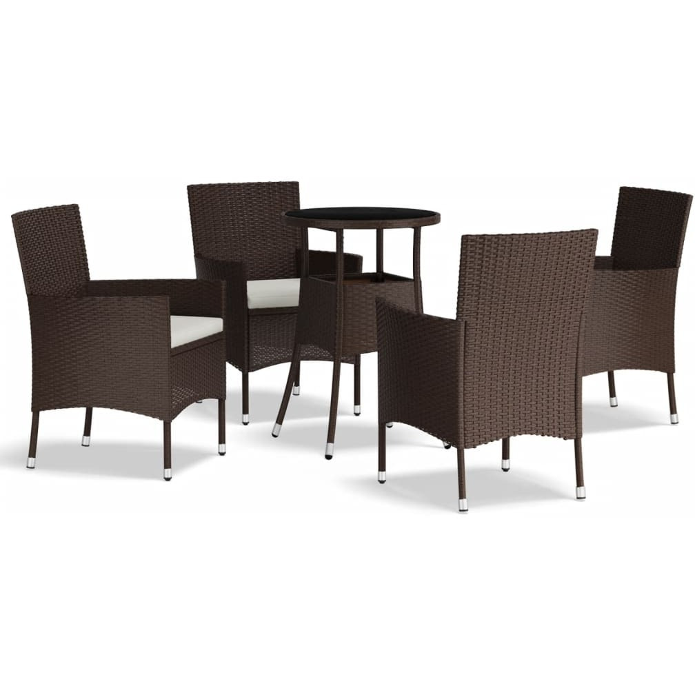 Vidaxl 5 Piece Patio Bistro Set With Cushions Brown Poly Rattan