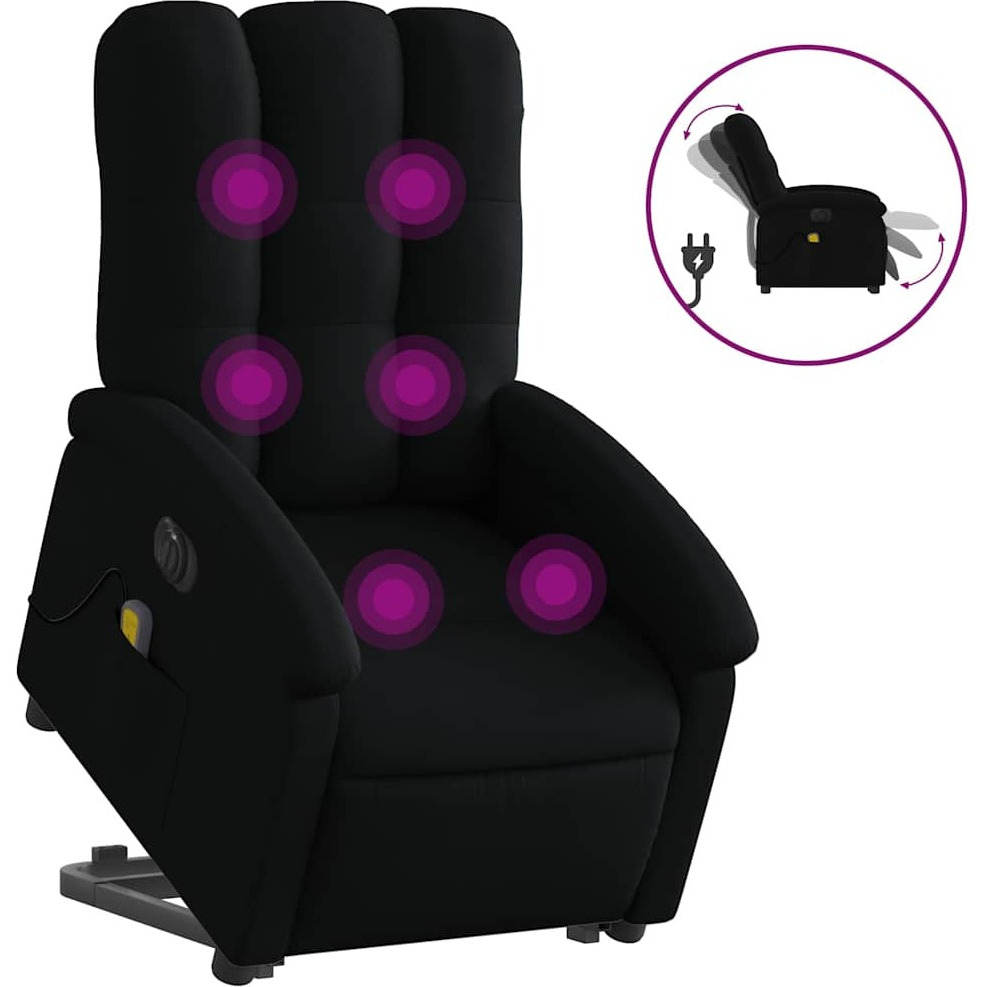 Vidaxl Electric Stand Up Massage Recliner Chair Black Fabric