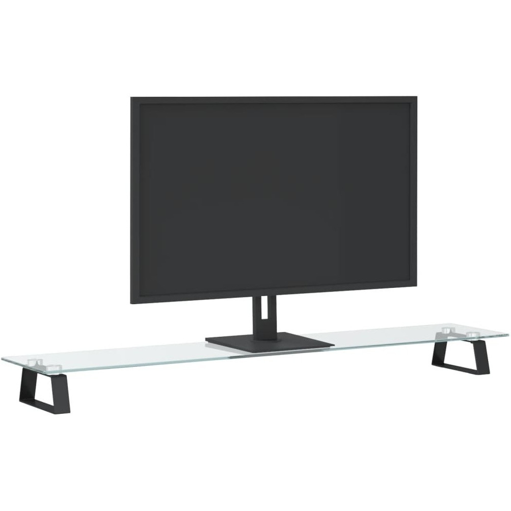 Vidaxl Monitor Stand Black 39.4"&quotX7.9"&quotX3.1"" Tempered Glass And Metal