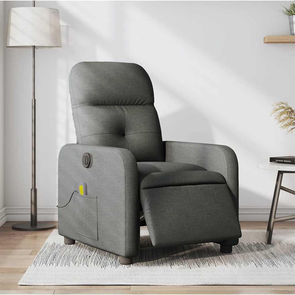 Vidaxl Electric Massage Recliner Chair Dark Gray Fabric