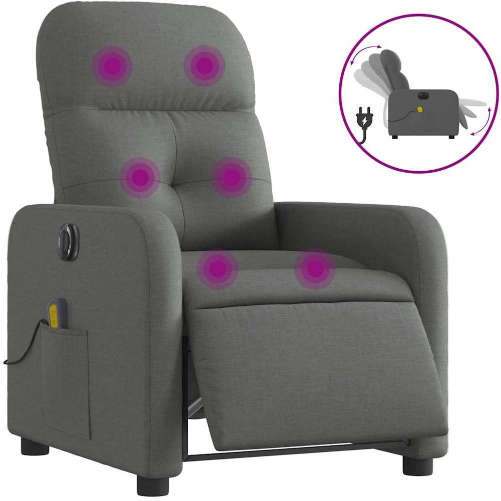 Vidaxl Electric Massage Recliner Chair Dark Gray Fabric