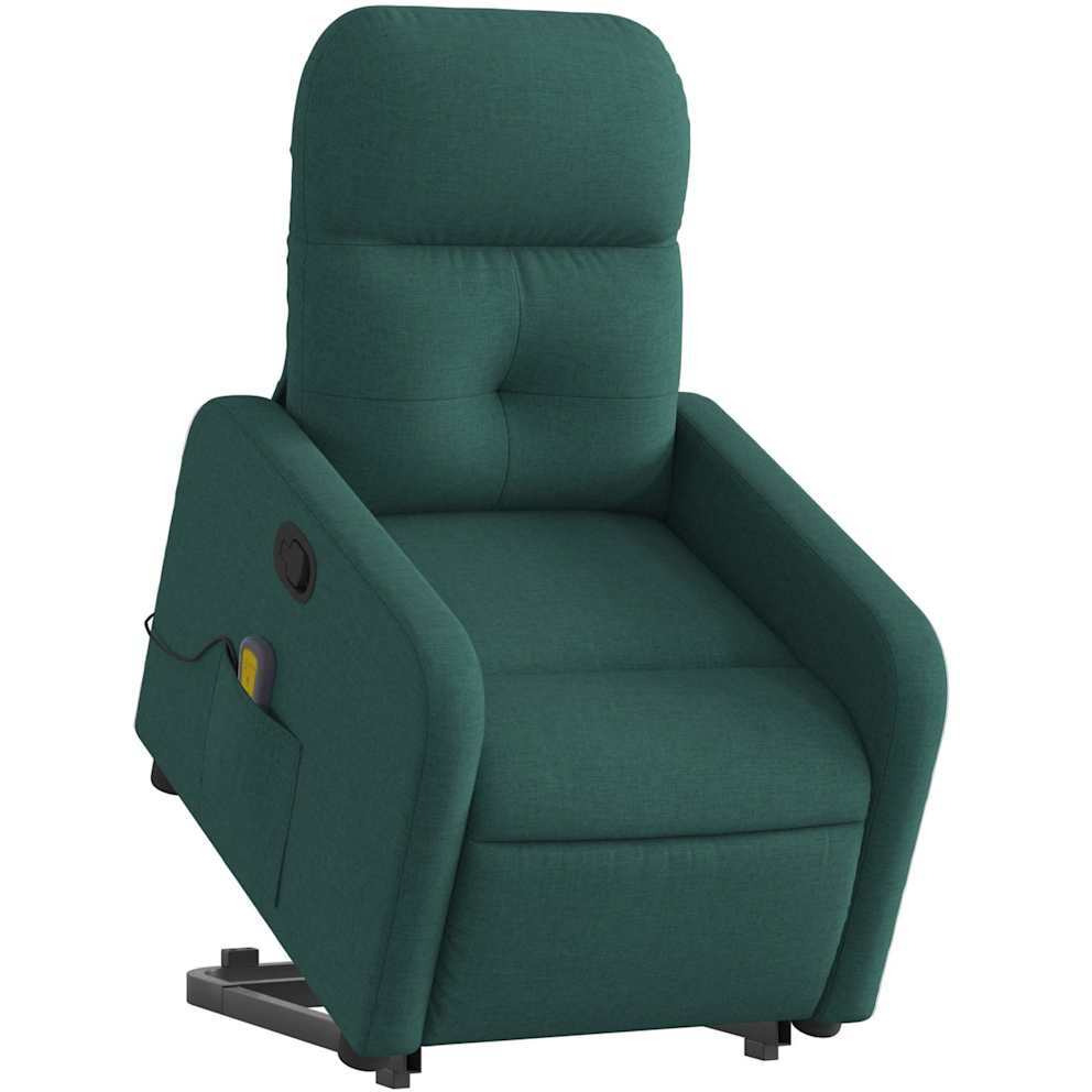 Vidaxl Stand Up Massage Recliner Chair Dark Green Fabric