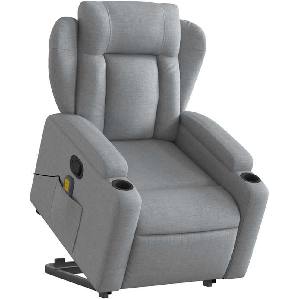 Vidaxl Stand Up Massage Recliner Chair Light Gray Fabric