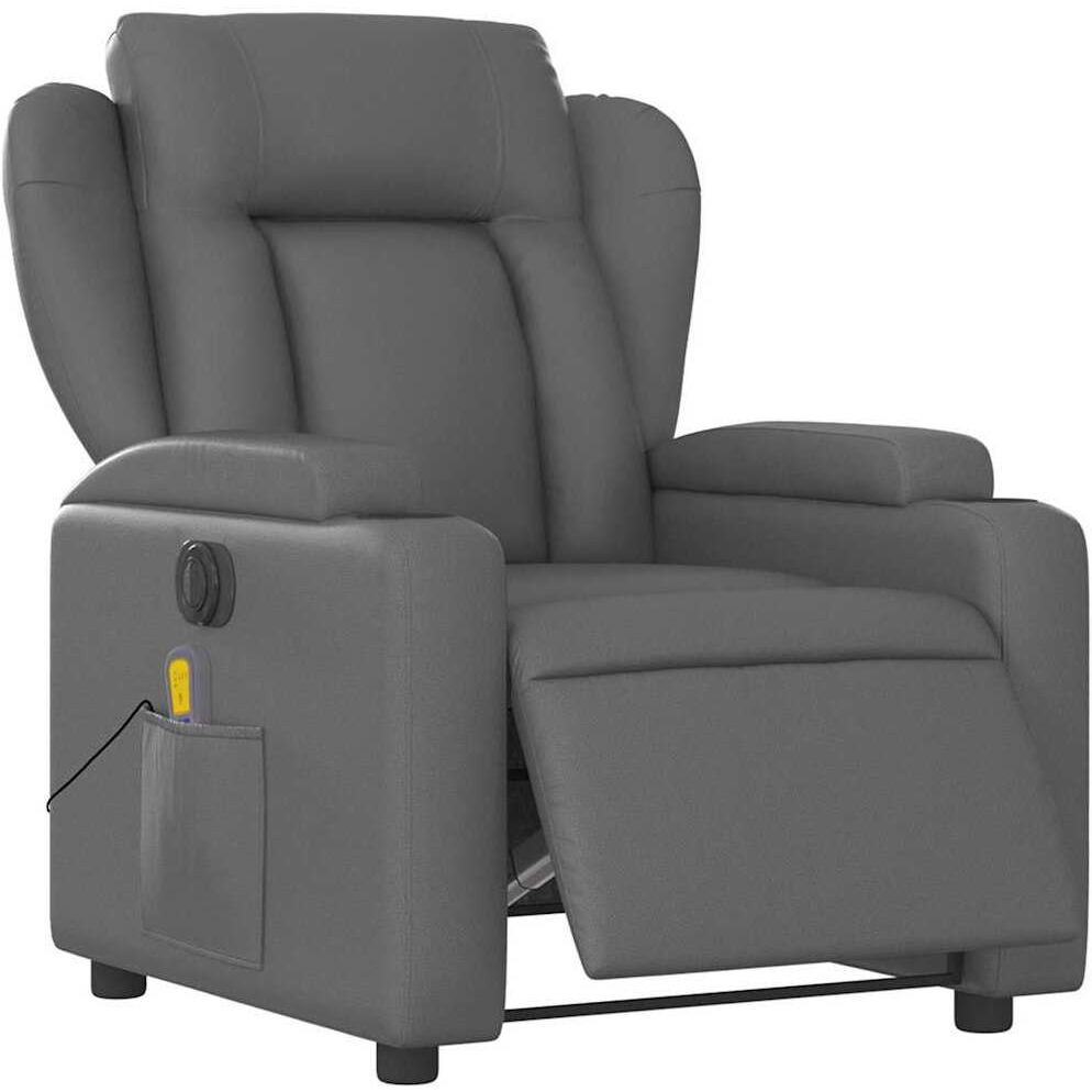 Vidaxl Electric Massage Recliner Chair Gray Faux Leather