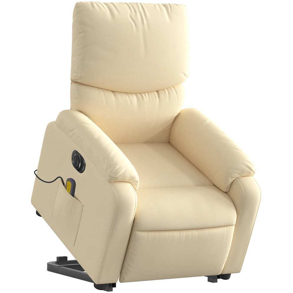 Vidaxl Electric Stand Up Massage Recliner Chair Cream Fabric